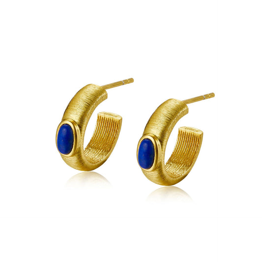 Natural Lapis Lazuli Golden Orchid Earrings