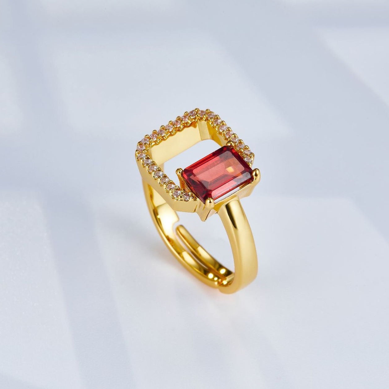 Natural Garnet Red Maze Ring