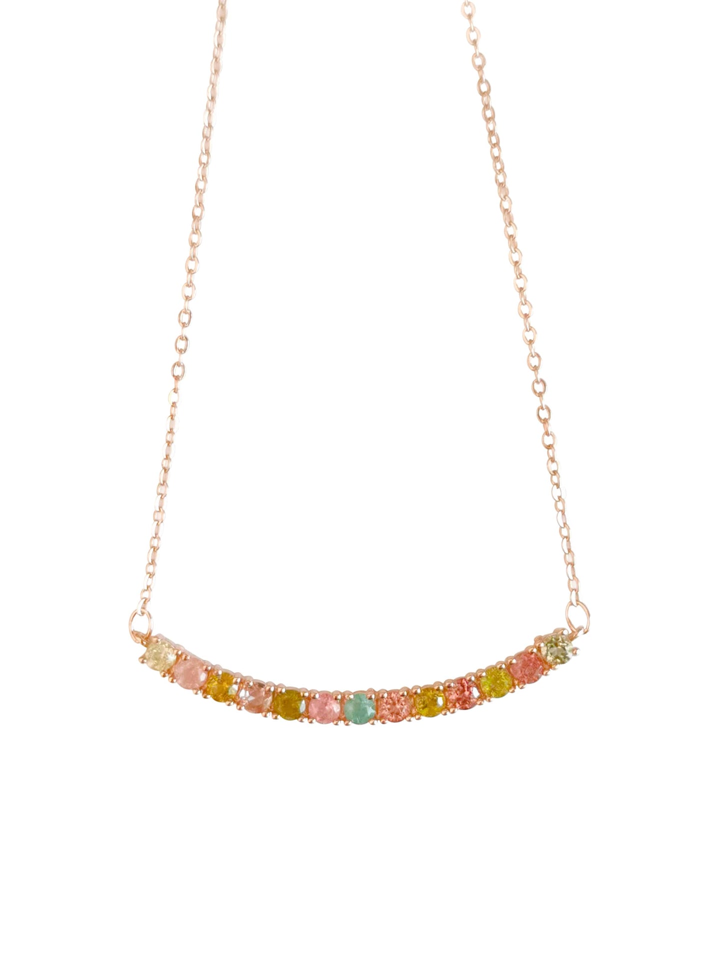 Natural Tourmaline Rainbow Smile Necklace