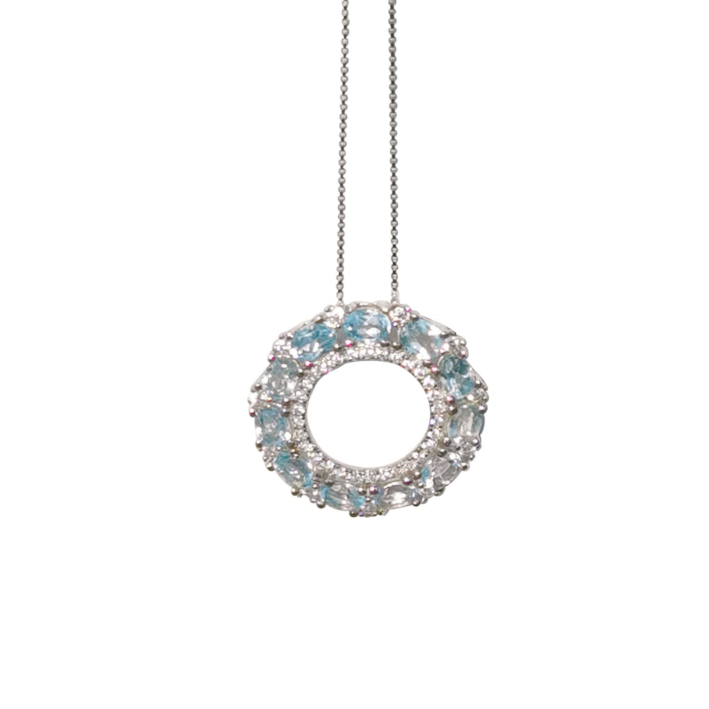 Natural Topaz Ocean Halo Necklace