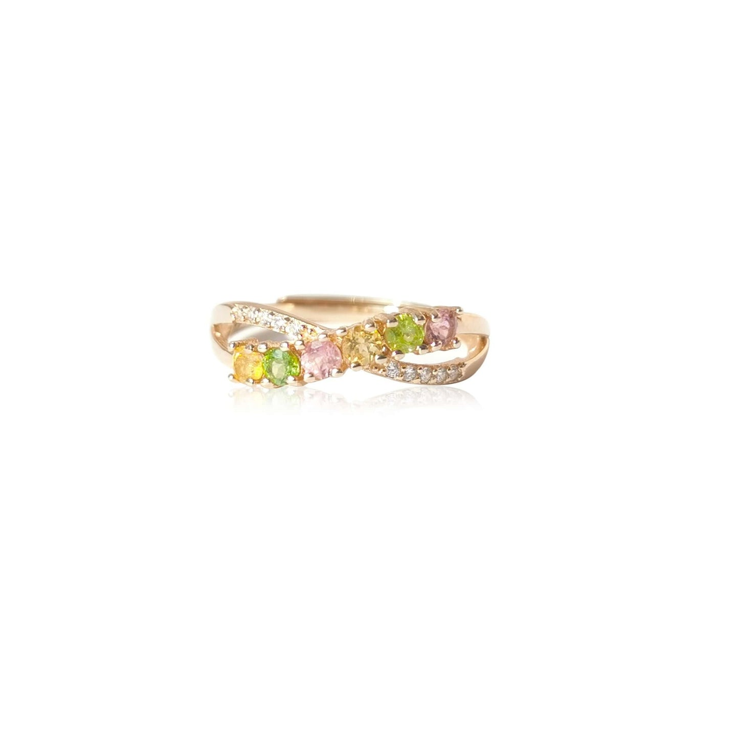 Natural Tourmaline Rainbow Cross Ring