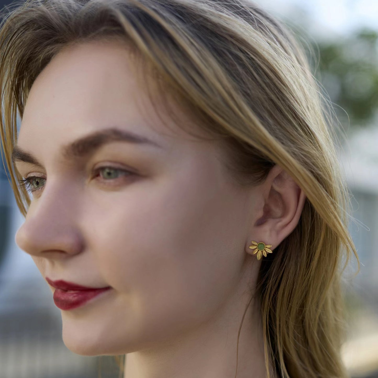 Natural Aventurine Lucky Clover Earrings