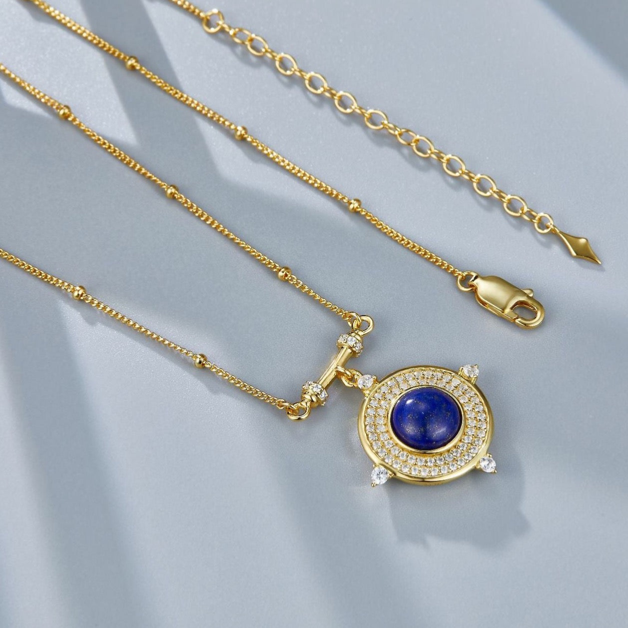 Natural Lapis Lazuli Blue Sun Necklace