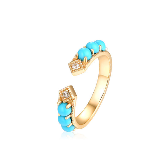 Natural Turquoise lue Dewdrop  Ring