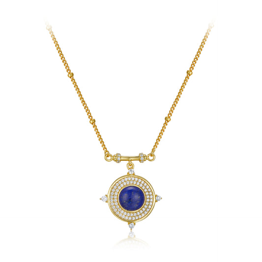 Natural Lapis Lazuli Blue Sun Necklace