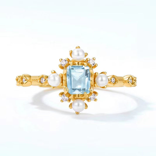 Natural Topaz Snowflake Ring