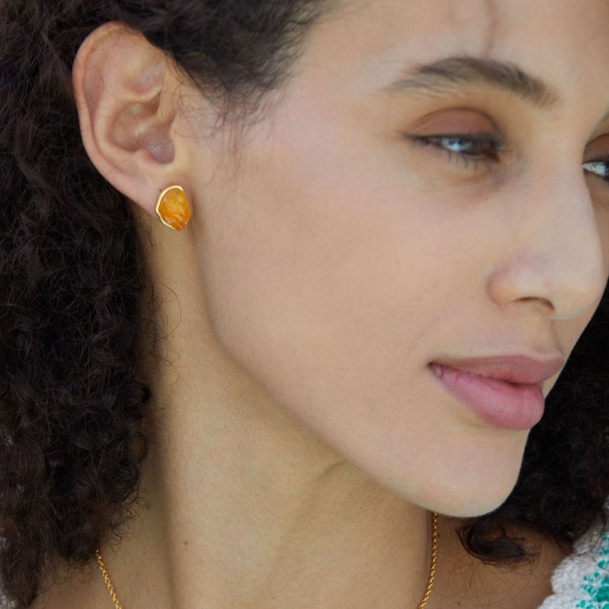 Natural Quartz Crystal Honey Drop Earrings