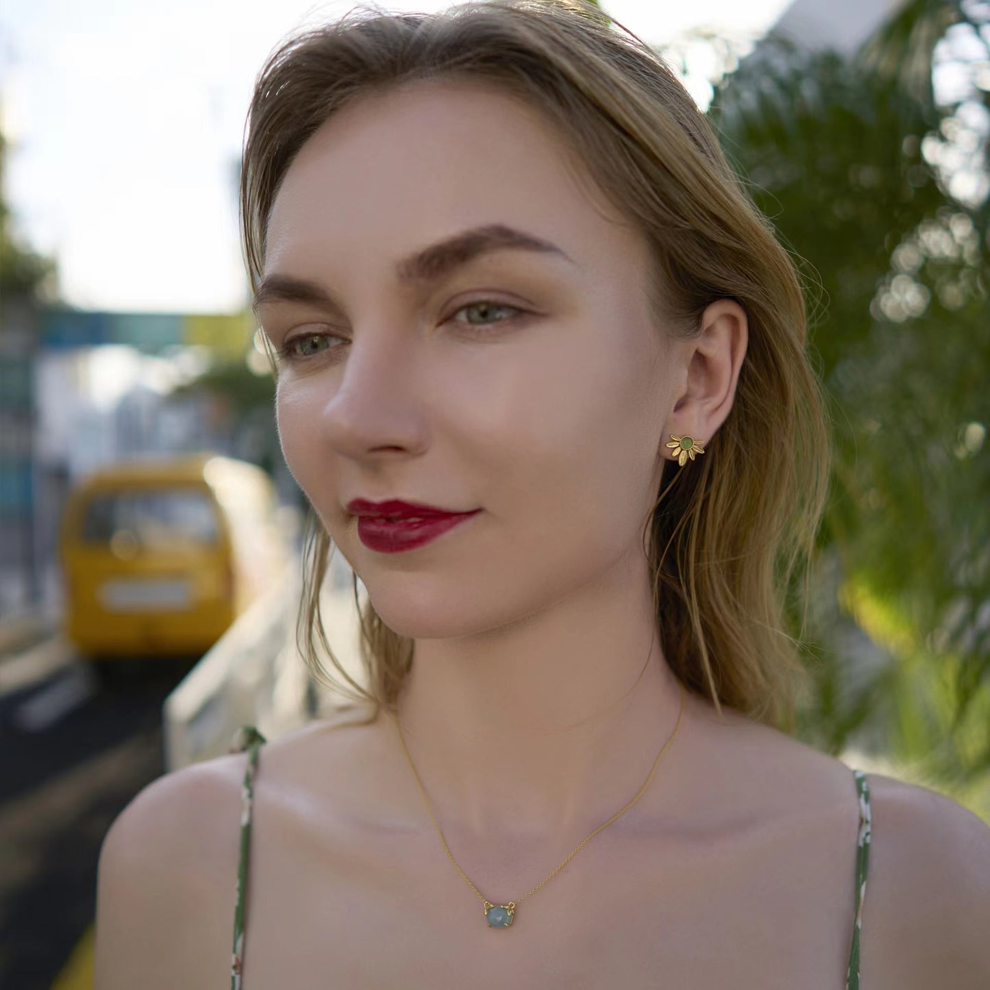 Natural Aventurine Lucky Clover Earrings