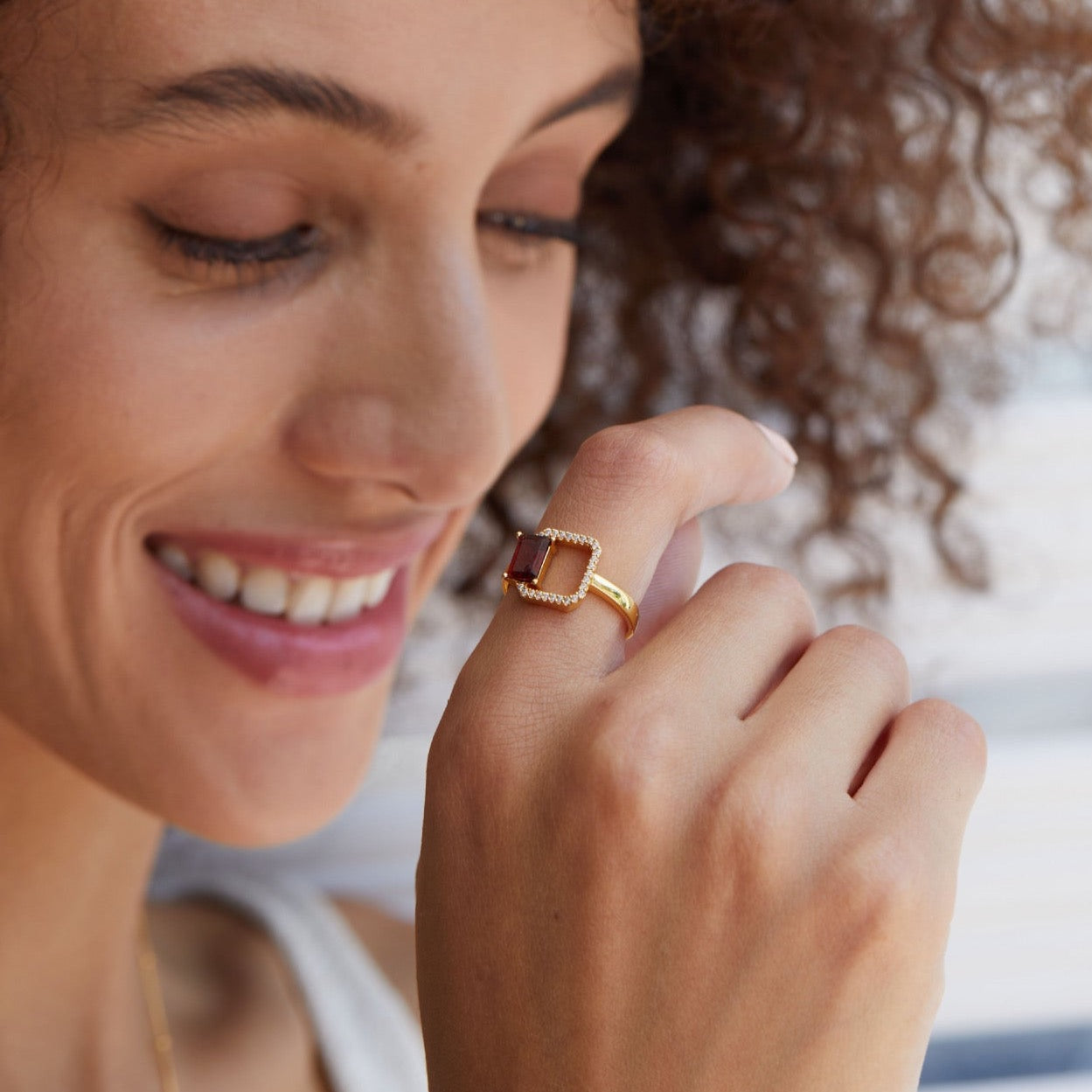 Natural Garnet Red Maze Ring