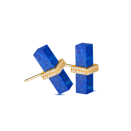 Natural Lapis Lazuli Pillar of God Earrings