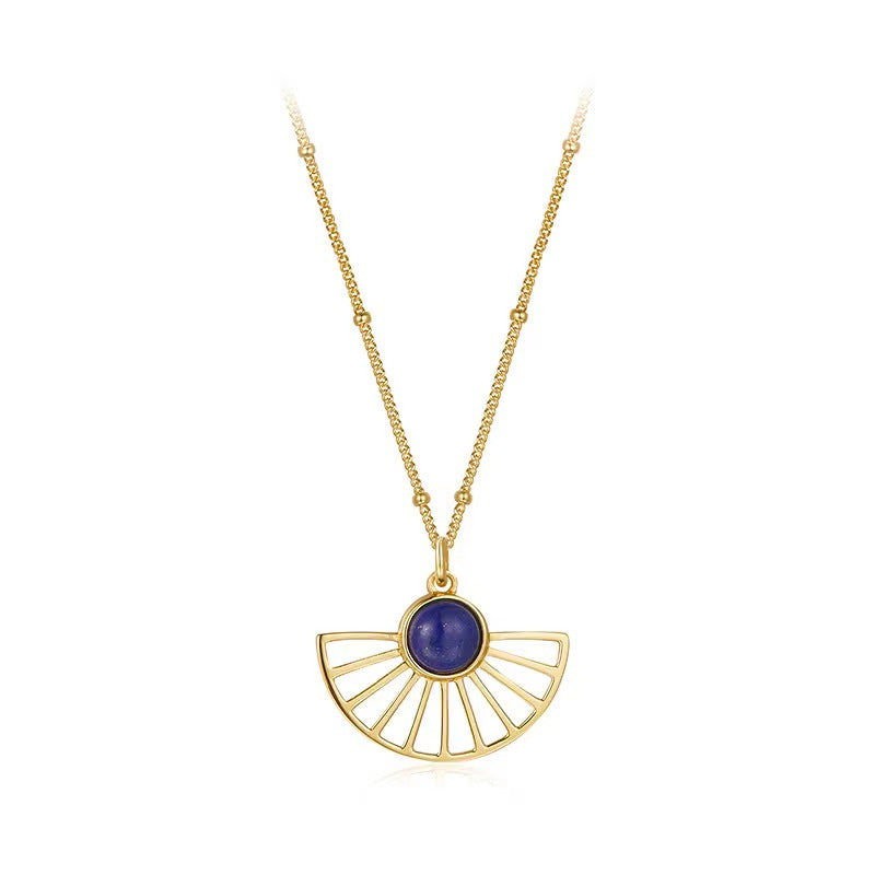 Natural Lapis Lazuli Beauty Fan Necklace