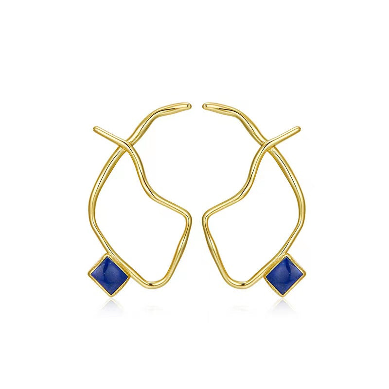 Natural Lapis Lazuli Antler Earrings