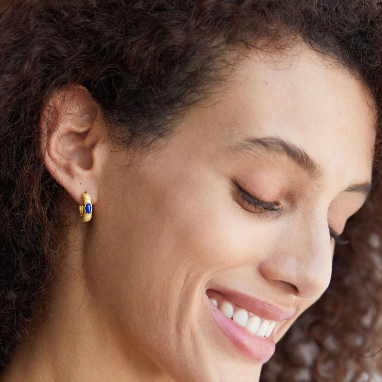 Natural Lapis Lazuli Golden Orchid Earrings