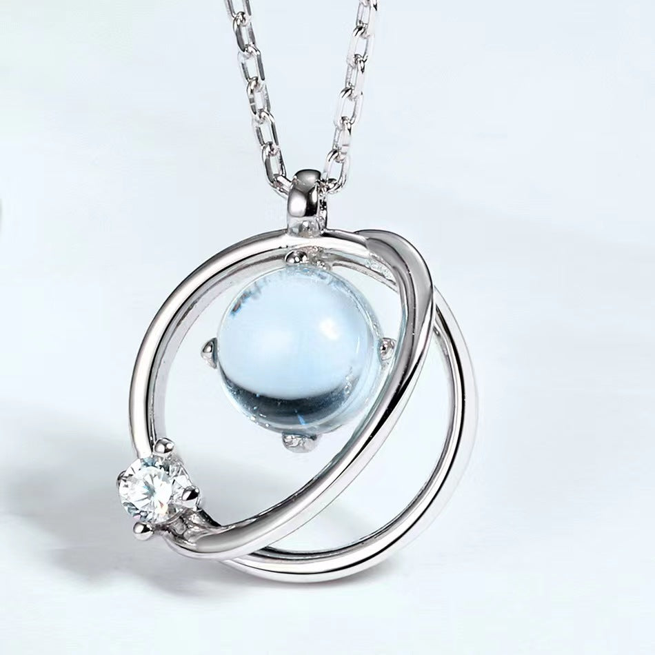 Natural Topaz Rotating Planet Necklace