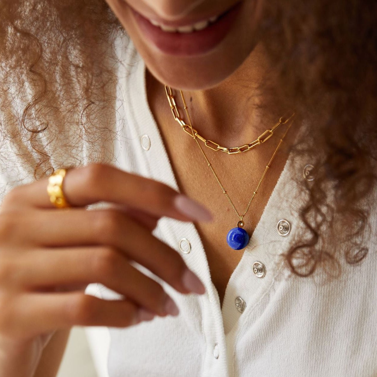 Natural Lapis Lazuli/Natural Malachite Bright Planet Necklace