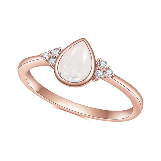 Natural Moonstone Ring Water Drop Ring