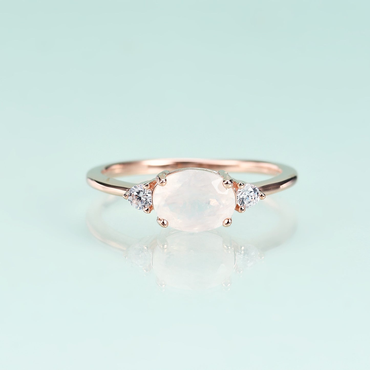 Natural Moonstone Rose Lily Ring