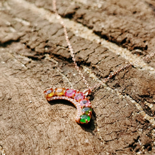 Natural Tourmaline Rainbow Bridge Necklace