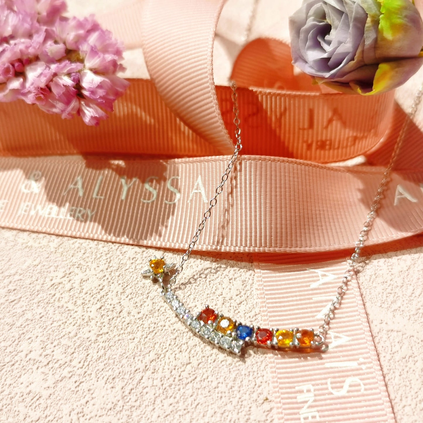 Natural Sapphire Rainbow Meteor Necklace