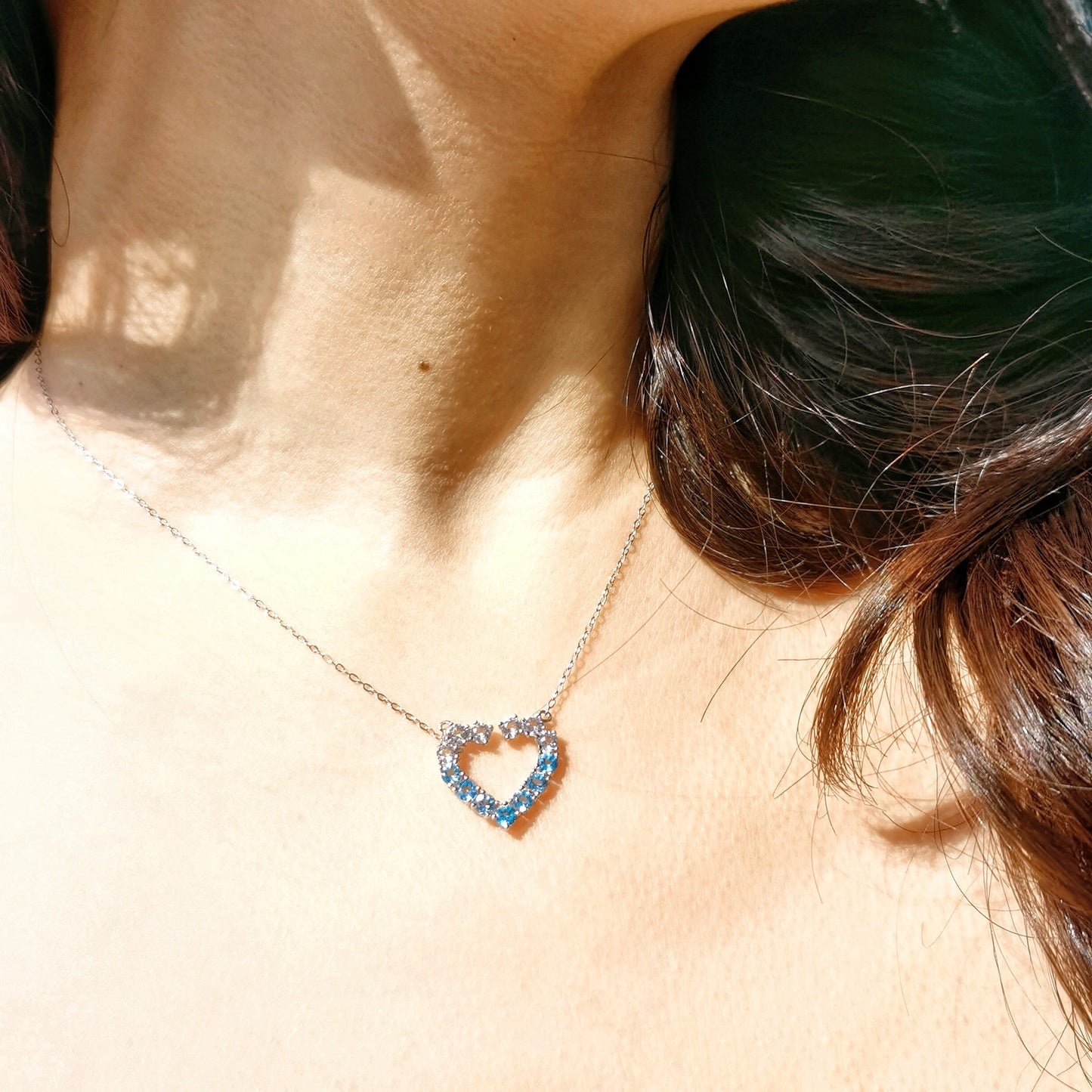 Natural Topaz Ocean Heart Necklace