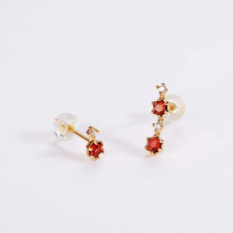 Natural Topaz/Garnet/Agate Crystal Earrings