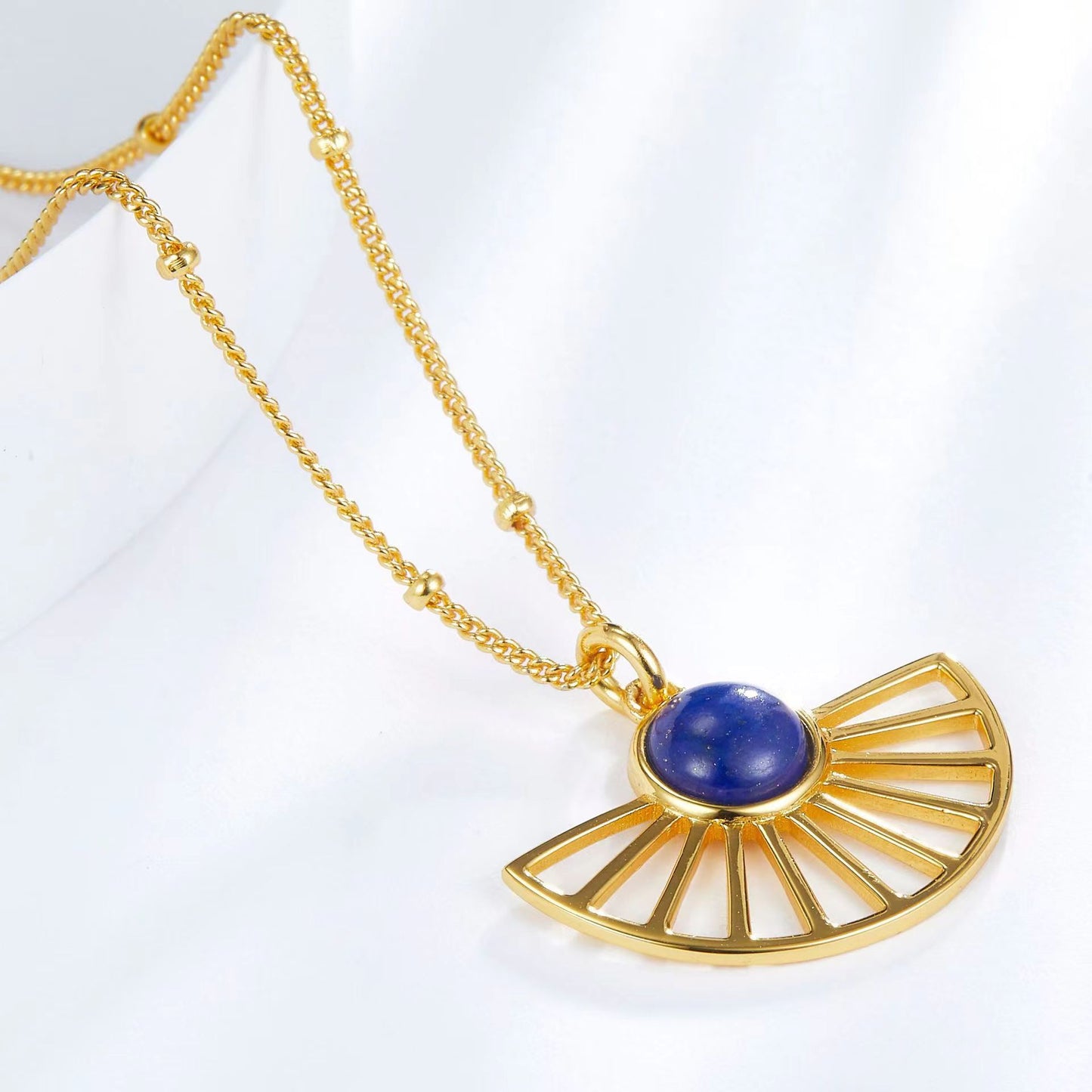 Natural Lapis Lazuli Beauty Fan Necklace