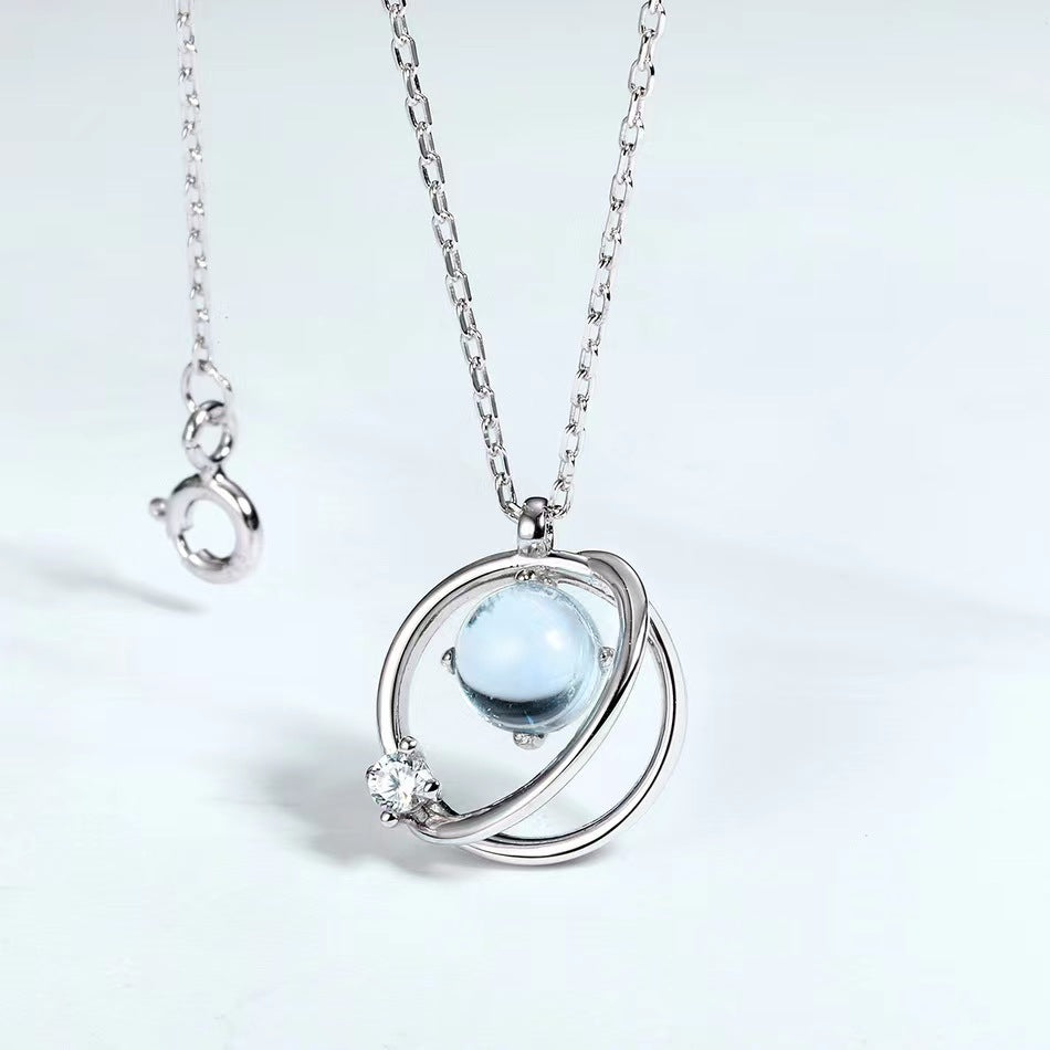 Natural Topaz Rotating Planet Necklace