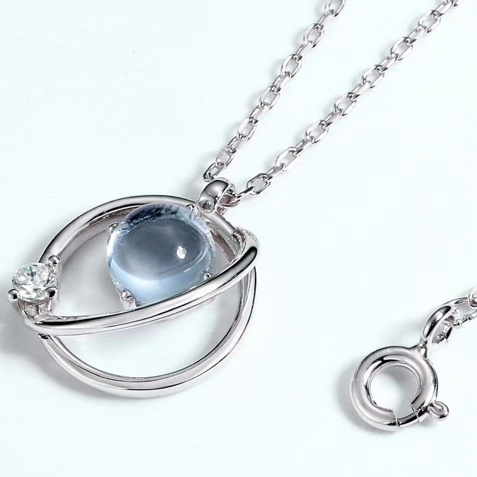 Natural Topaz Rotating Planet Necklace