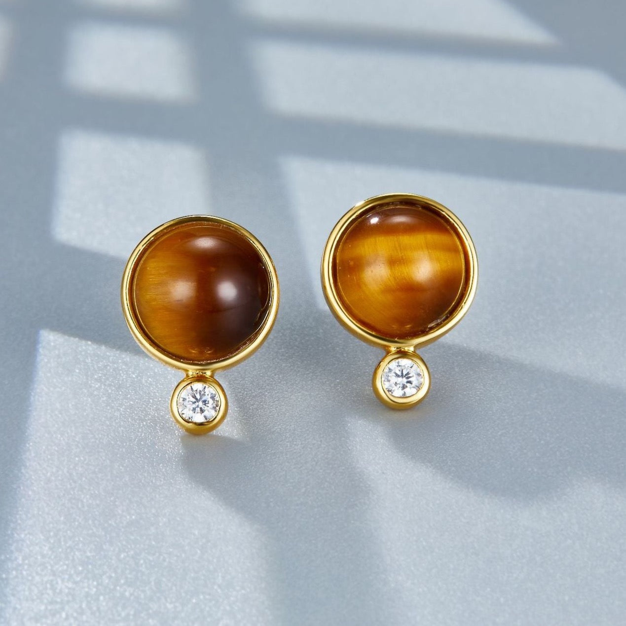 Natural Tiger Eye Stone Jupiter Earrings