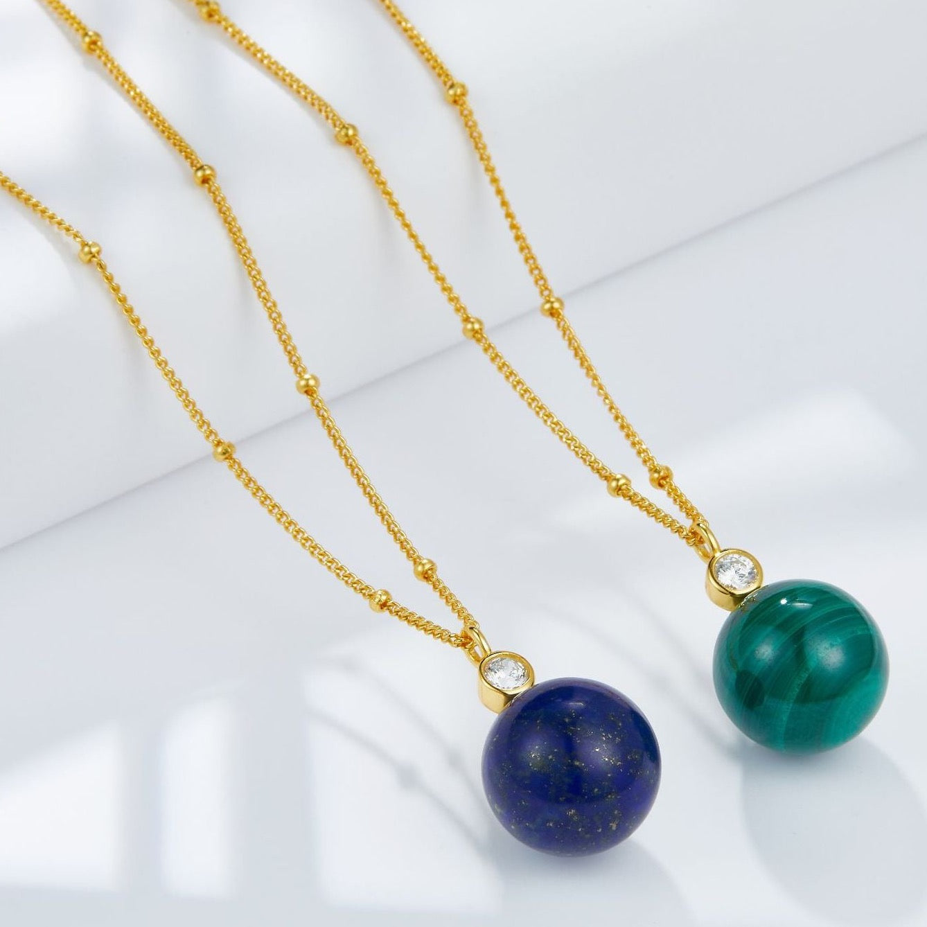 Natural Lapis Lazuli/Natural Malachite Bright Planet Necklace