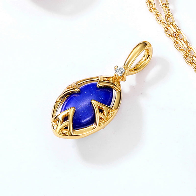 Natural Lapis Lazuli Deep Blue Heart Necklace