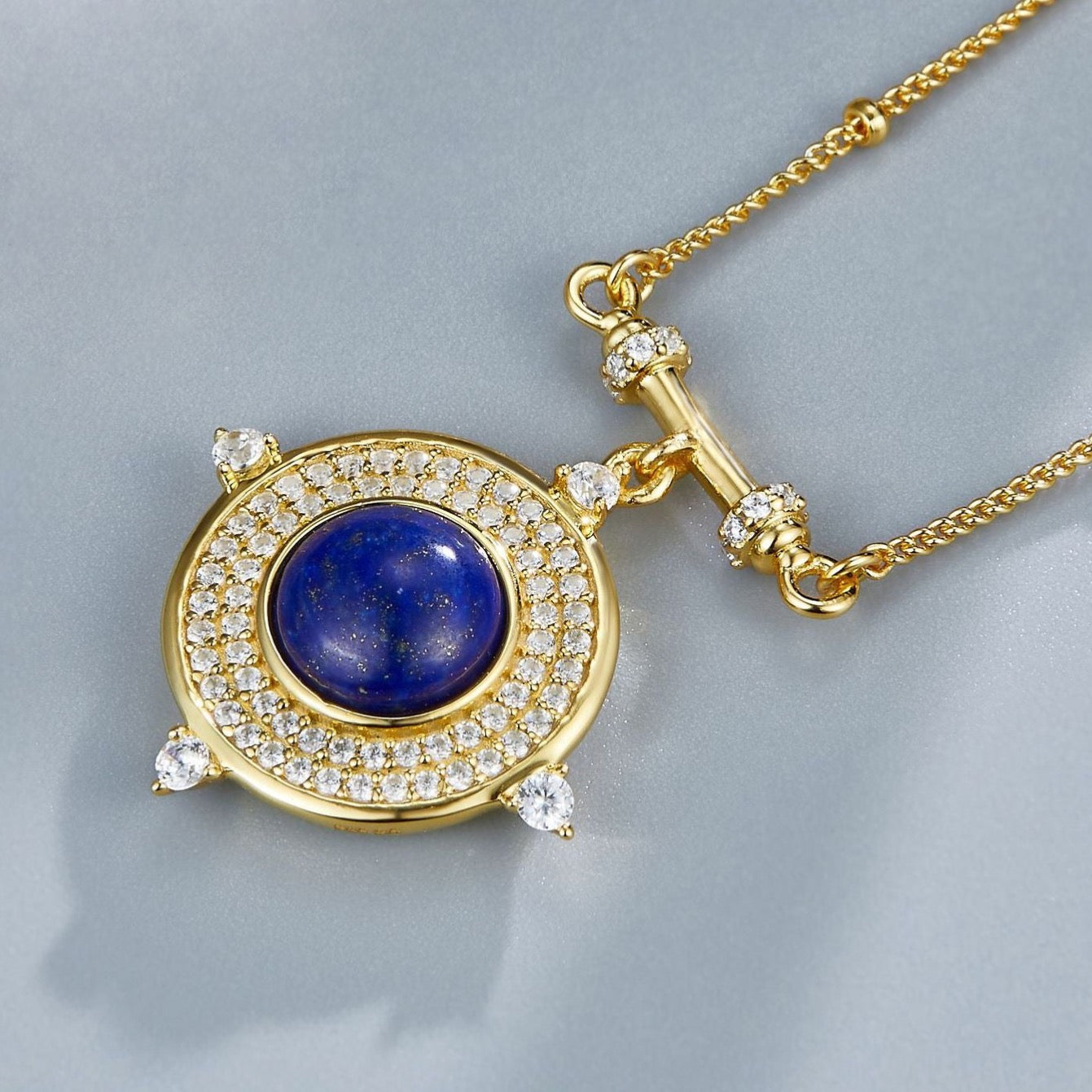 Natural Lapis Lazuli Blue Sun Necklace