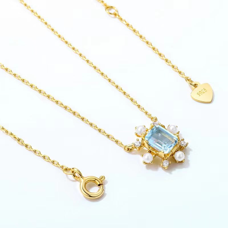 Natural Topaz Snowflake Necklace