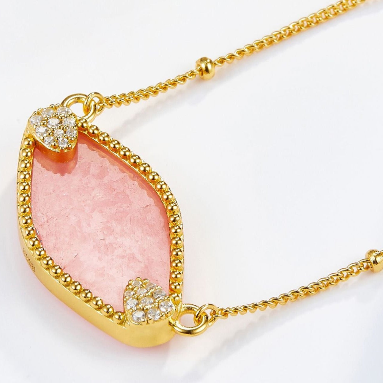 Natural Rhodochrosite Pink Rhombic Necklace