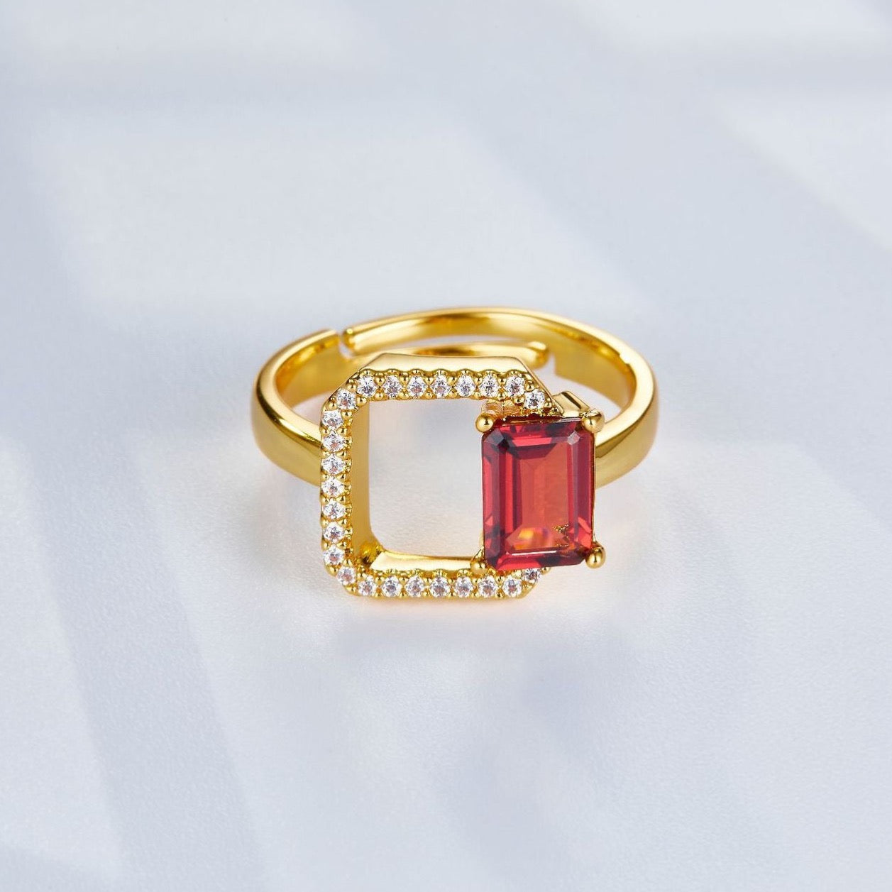 Natural Garnet Red Maze Ring