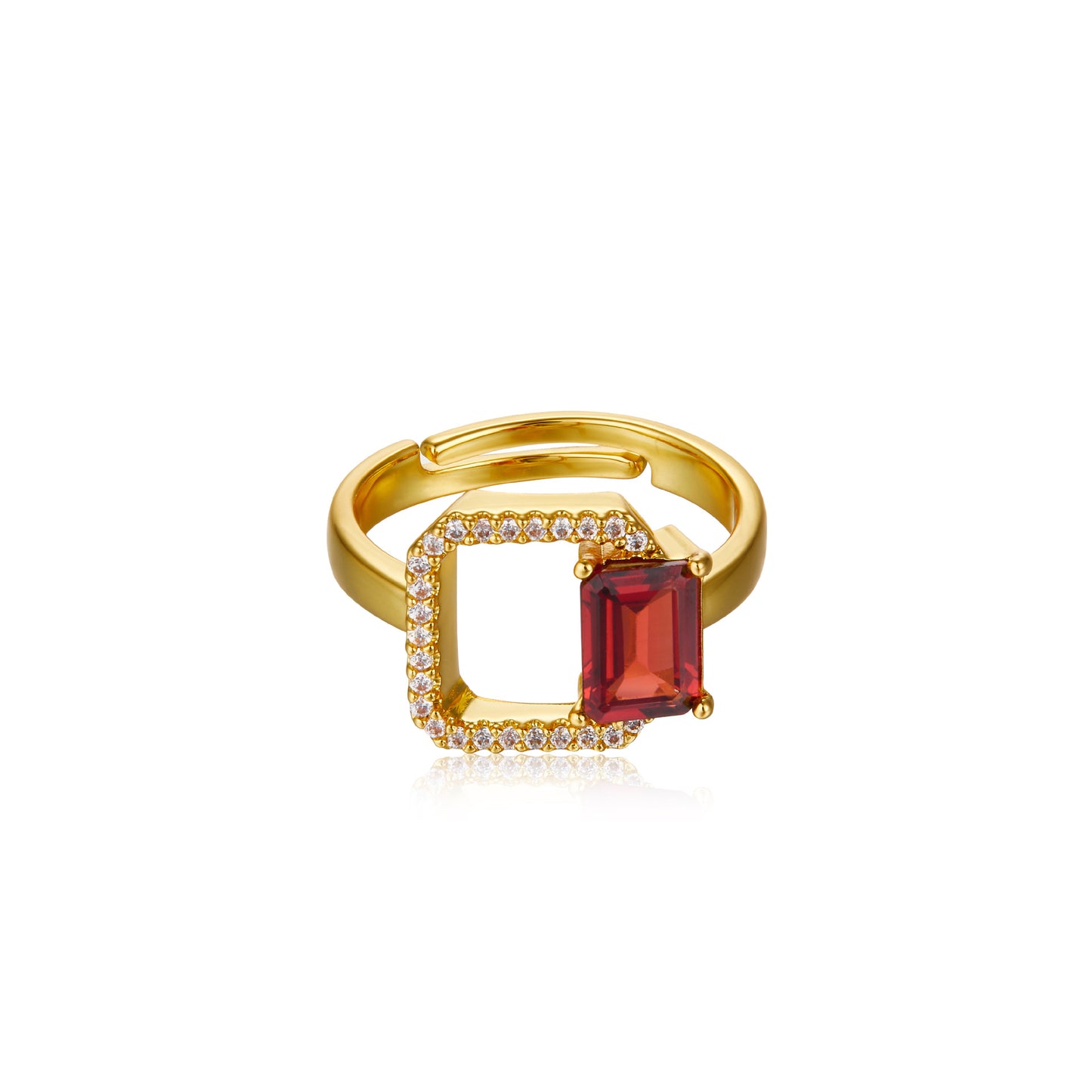 Natural Garnet Red Maze Ring